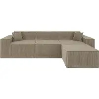 Popsofa Canapé d’angle Beat Velours Côtelé Taupe