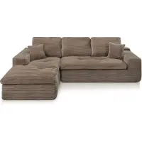 Popsofa Canapé d'angle Lazy Corner en velours côtelé taupe gauche