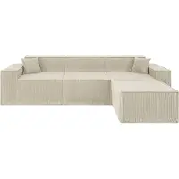 Popsofa Canapé d’angle Beat Velours Côtelé beige
