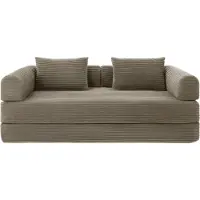 Popsofa Canapé-Lit Joy 2 Places Velours Côtelé Taupe