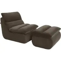 Popsofa Fauteuil Marley avec Repose-pieds Chenille Marron