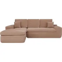 Popsofa Canapé d'angle Lazy Corner en velours côtelé rose gauche