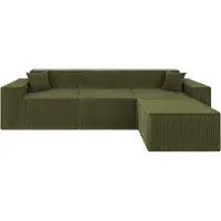 Popsofa Canapé d’angle Beat Velours Côtelé Vert