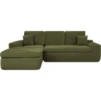 Popsofa Canapé d'angle Lazy Corner en velours côtelé vert gauche