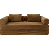 Popsofa Canapé-Lit Joy 2 Places Velours Côtelé Jaune Ocre