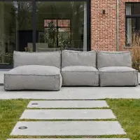 Popsofa Ensemble Lounge d’Extérieur 3,5 Places avec Lounge Kiki Gris