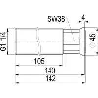 Schlosser Raccord intermédiaire JS, 140 mm, avec bride de fixation, entrée 1 1/4"