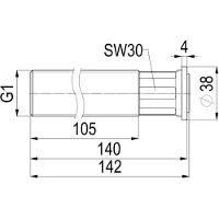 Schlosser Raccord intermédiaire JS, 140 mm, avec bride de déconnexion, entrée 1"