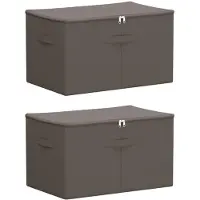 vidaXL Boîtes de rangement, lot de 2, en tissu non tissé, 60 x 43 x 35 cm, 90,3 L, couleur gris