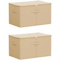 vidaXL - Boîtes de rangement, lot de 2, en tissu non tissé, 55 x 35 x 32 cm, 61,6 L, couleur crème