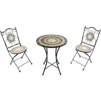 Axi Amélie Table et chaises bistrot, 2 Chaises 1 Table, Ensemble Bistro Extérieur Mosaique Étoile Gris/Marron | Salon De Jardin Bistrot, Table