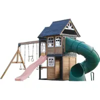 Axi Noud Aire De Jeux En Bois, 2 Balançoires, Toboggan Tubulaire Et Toboggan Rose Pastel | Maisonnette Xxl Pour Enfants Avec Structure D'Escalade Et