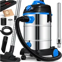MASKO Aspirateur industriel pour liquides et poussières, en acier inoxydable, puissance maximale : 1800W