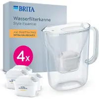 Brita Carafe filtrante MAXTRA Style Essential, blanche, avec 4 cartouches de filtration renforcée contre le calcaire