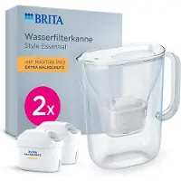 Brita Carafe filtrante MAXTRA Style Essential, blanche, avec 2 cartouches de filtration renforcée contre le calcaire