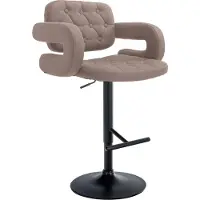 CLP Tabouret de bar Dublin, revêtement en tissu, réglable en hauteur et pivotant. Couleur : taupe. Structure : noire