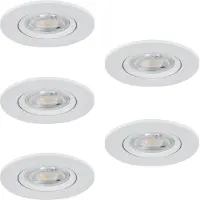 Eglo , lot de 5 spots LED encastrables Barranco, spots de plafond avec commutateur à bascule, spots de plafond pivotants, lumière blanc chaud à blanc froid, comprenant des ampoules GU10, diamètre 9 cm