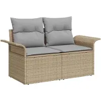 vidaXL Ensemble de canapés de jardin , 7 pièces, 6 places, beige et gris, en résine tressée