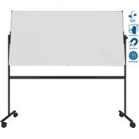 Legamaster Tableau blanc pivotant et mobile - utilisable des 2 côtés - laqué - l. 2000 x H 1000 mm - châssis gris