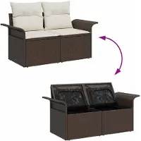 vidaXL Ensemble de canapés de jardin , 7 pièces, 6 places, couleur marron et crème, en polyrotin