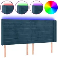 vidaXL Tête de lit LED bleu foncé 163x16x118/128 cm velours