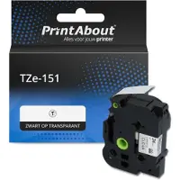 PrintAbout Ruban compatible pour Brother TZe-151 - (24 mm x 24 mm) - Noir sur transparent
