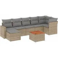 vidaXL Ensemble de jardin canapé 8 pièces avec coussins Beige Poly Rattan
