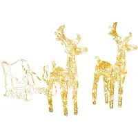 vidaXL Rennes & traîneau Décoration de Noël 160 LEDs 130 cm Acrylique