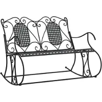 vidaXL Banc à bascule 2 places 113 cm noir acier
