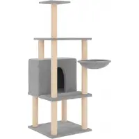vidaXL Arbre à chat avec colonnes à griffer en sisal gris clair 132 cm
