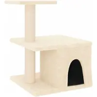 vidaXL Arbre à chat avec colonnes à griffer en sisal Crème 48 cm
