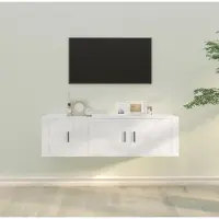 vidaXL Ensemble de meuble TV 2 pièces blanc en bois composite