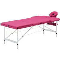 vidaXL Table de massage pliable 3 zones Aluminium Rose