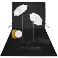 vidaXL Kit de studio photo avec lampes toile de fond et réflecteur