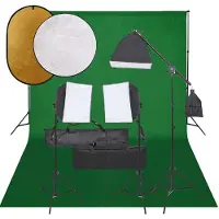 vidaXL Kit de studio photo avec éclairage toile de fond et réflecteur