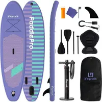 LifeGoods SUP Board All-round Compact - avec siège - capacité de charge de 100 KG - 300 x 76 cm - gonflable - ensemble complet de SUP - violet