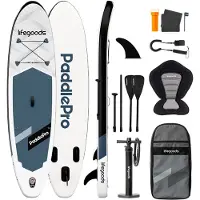 LifeGoods SUP Board All-round Compact - avec siège - capacité de charge de 100 KG - 300 x 76 cm - gonflable - ensemble complet de SUP - noir/blanc