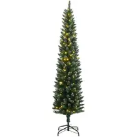 vidaXL Sapin de Noël artificiel mince 300 LED 210 cm