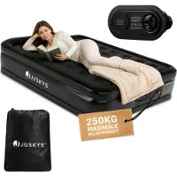 Juskys Lit à air autogonflant Sapri L - Noir - 197 x 154 x 45 cm - Sac de rangement inclus