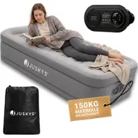 Juskys Lit à air autogonflant Sapri M - Gris - 191 x 91 x 44 cm - Sac de rangement inclus
