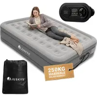 Juskys Lit gonflable autogonflant Sapri L - Gris - 197 x 154 x 45 cm - Sac de rangement inclus