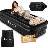 Juskys - Lit gonflable autogonflant - 191 x 91 x 44 cm avec pompe électrique intégrée - capacité de charge de 150 kg et sac de transport inclus - pour le camping et les invités - PVC noir