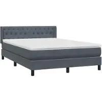 vidaXL Lit boxspring avec matelas gris foncé 160x210 cm velours