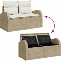 vidaXL Ensemble de canapés de jardin , 5 pièces, couleur beige et crème, en polyrotin, pour 4 personnes