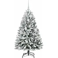 vidaXL Sapin de Noël artificiel Vert et blanc 120 cm PVC et métal