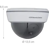 Relaxdays Fausse caméra , voyant LED clignotant, pour l'intérieur et l'extérieur, dissuasion contre les cambrioleurs, fausse caméra de surveillance, blanche