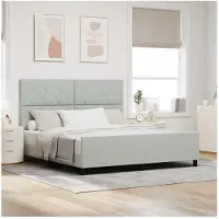 vidaXL Lit boxspring avec tête de lit gris clair 180 x 200 cm velours