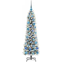 vidaXL Sapin de Noël artificiel Blanc 150 cm PVC, métal et plastique