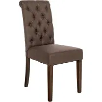 CLP Chaise de salle à manger Lisburn, avec dossier de style Chesterfield, couleur marron, revêtue en tissu