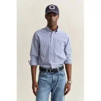 Gant pour homme. 3262030 Chemise en popeline à rayures bleue (5XL), Casuel, Coton, Classique, Manche longue